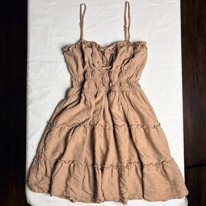 Trixxi Light Brown Tiered Mini Dress- Large